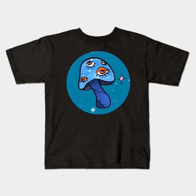 blue eyed mushie Kids T-Shirt by hgrasel